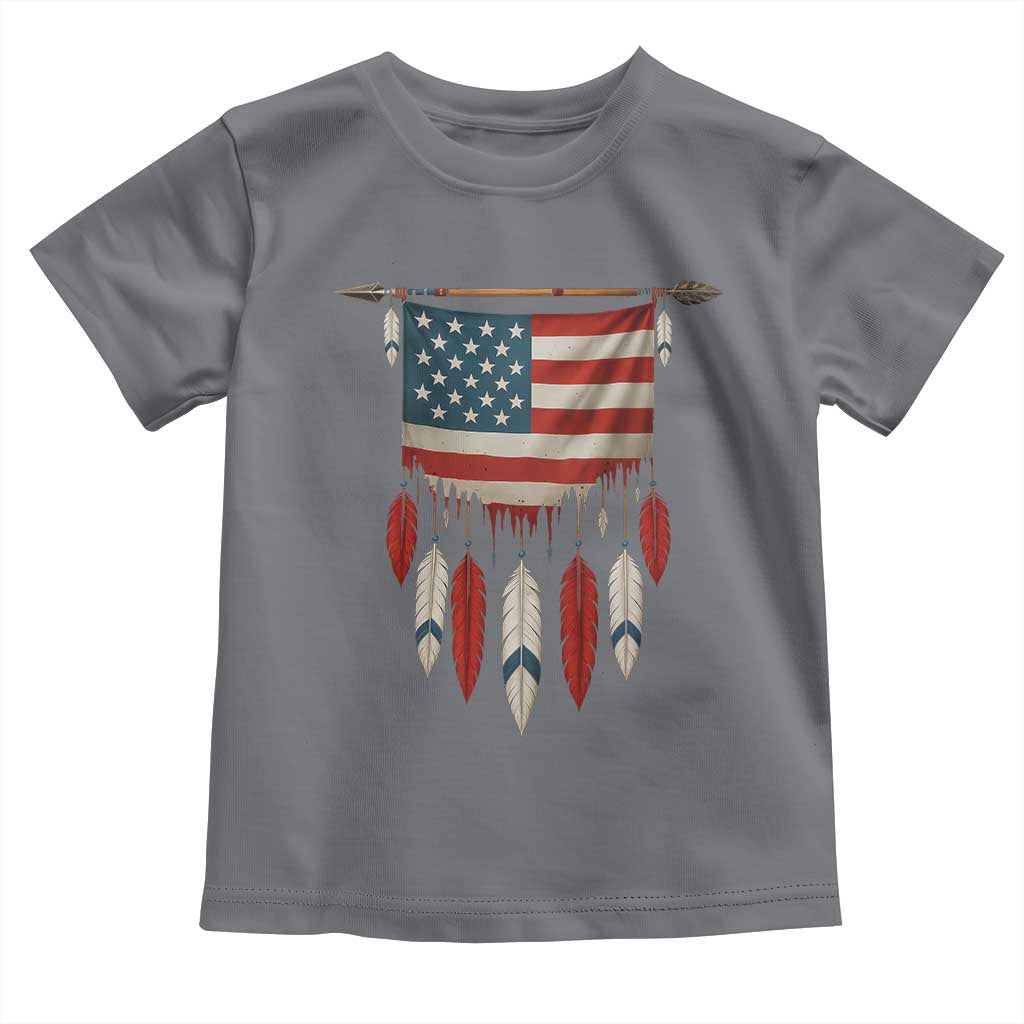 Native American Vintage Feathers USA Flag Toddler T Shirt - Wonder Print Shop