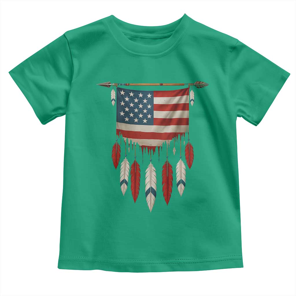 Native American Vintage Feathers USA Flag Toddler T Shirt - Wonder Print Shop