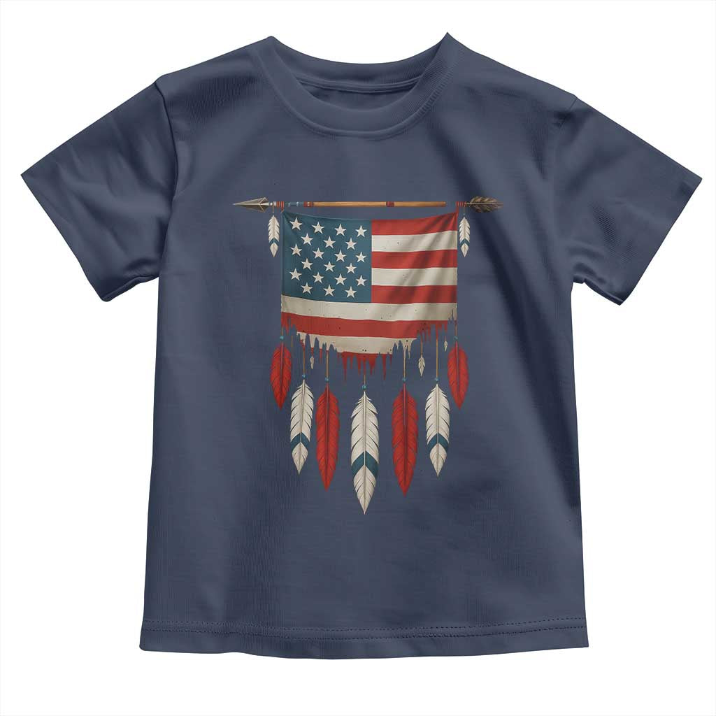 Native American Vintage Feathers USA Flag Toddler T Shirt - Wonder Print Shop