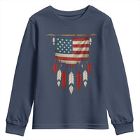 Native American Vintage Feathers USA Flag Youth Sweatshirt - Wonder Print Shop