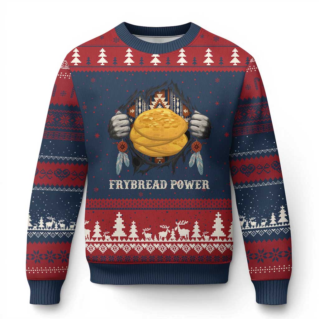 Frybread Power Ugly Christmas Sweater Native American Indian Food - Wonder Print Shop