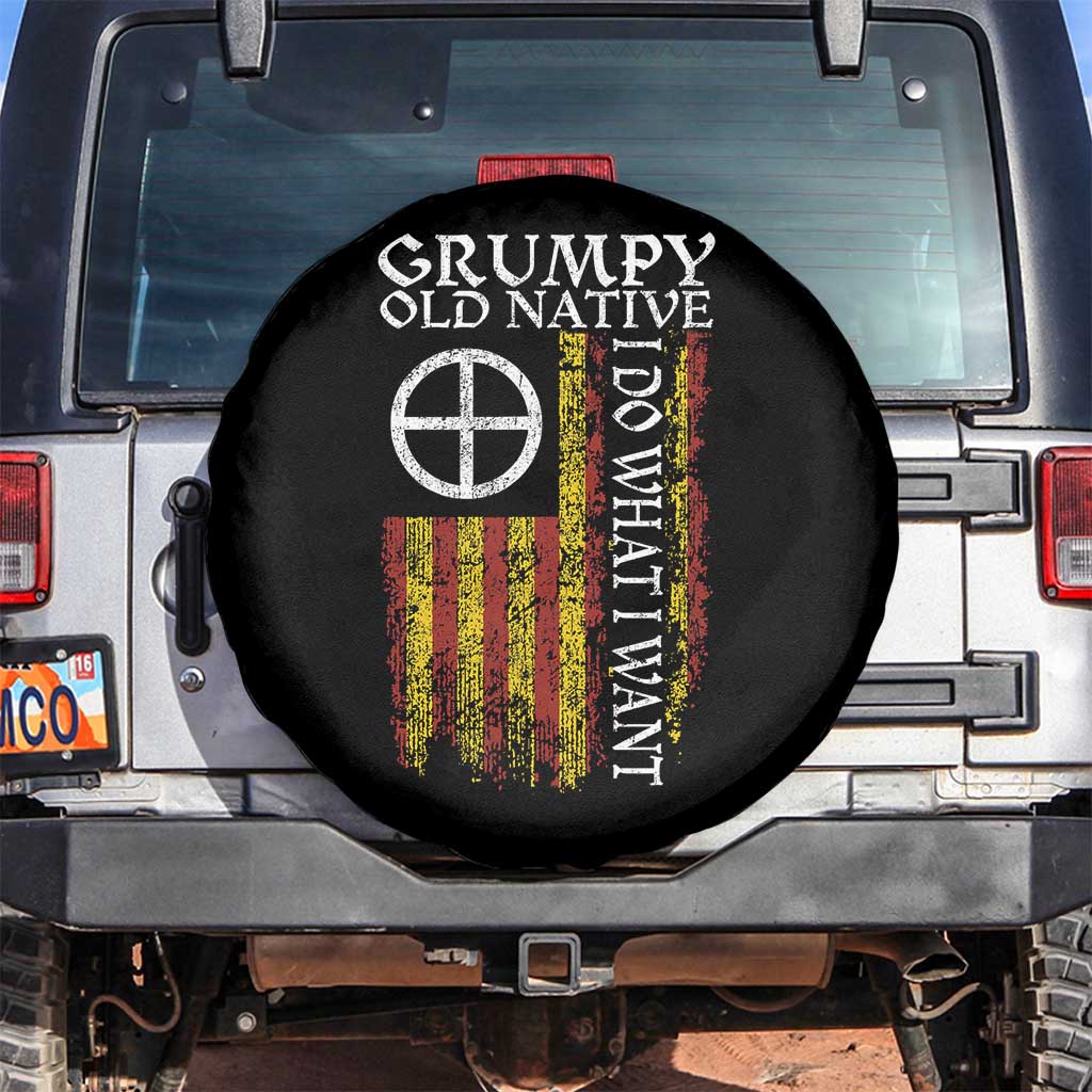 Funny Native American Spare Tire Cover Grumpy Old Native I Do What I Want American Flag - Wonder Print Shop