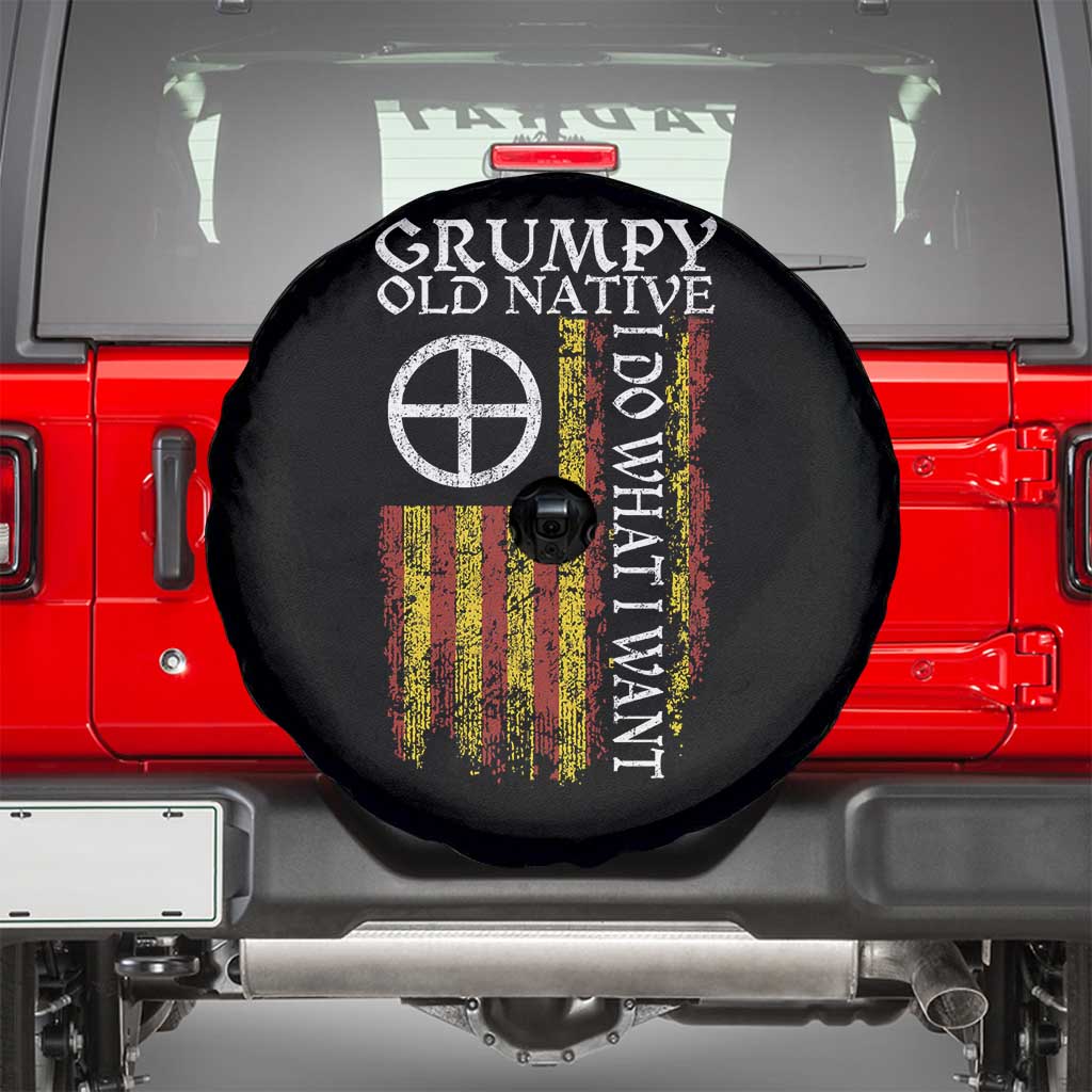 Funny Native American Spare Tire Cover Grumpy Old Native I Do What I Want American Flag - Wonder Print Shop