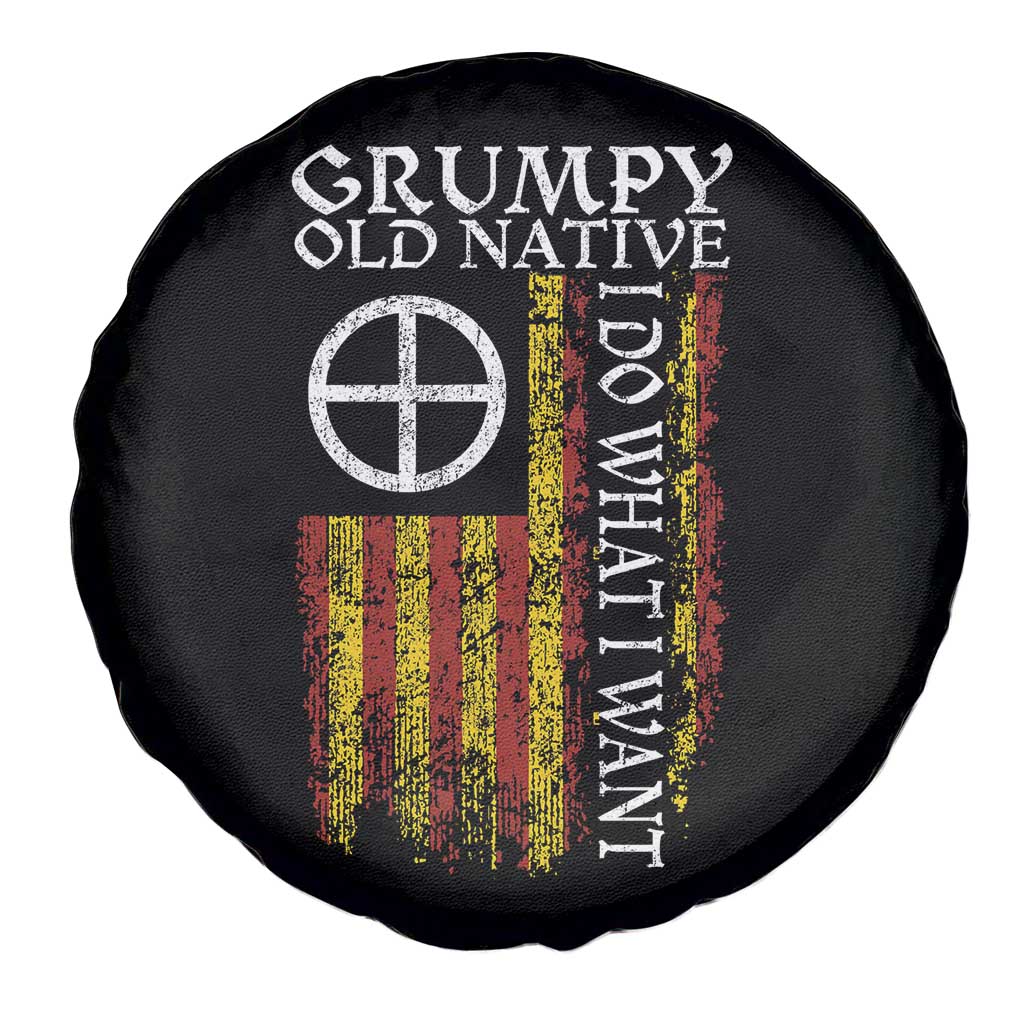 Funny Native American Spare Tire Cover Grumpy Old Native I Do What I Want American Flag - Wonder Print Shop