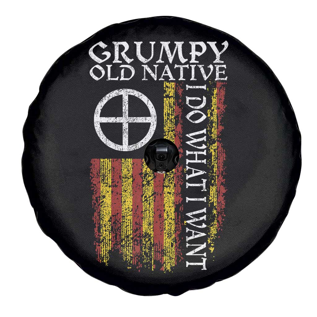 Funny Native American Spare Tire Cover Grumpy Old Native I Do What I Want American Flag - Wonder Print Shop
