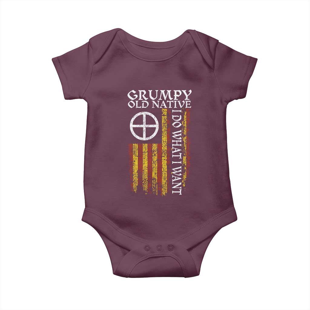 Funny Native American Baby Onesie Grumpy Old Native I Do What I Want American Flag - Wonder Print Shop