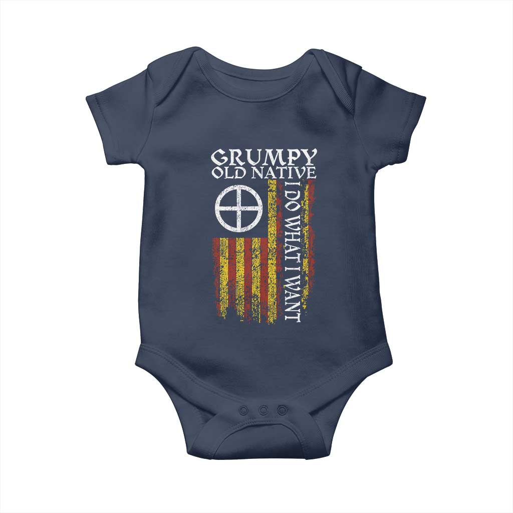 Funny Native American Baby Onesie Grumpy Old Native I Do What I Want American Flag - Wonder Print Shop