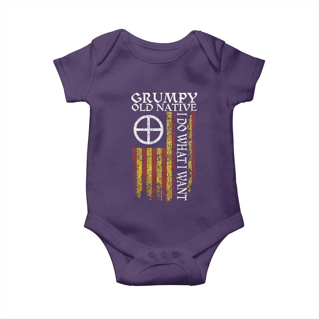 Funny Native American Baby Onesie Grumpy Old Native I Do What I Want American Flag - Wonder Print Shop