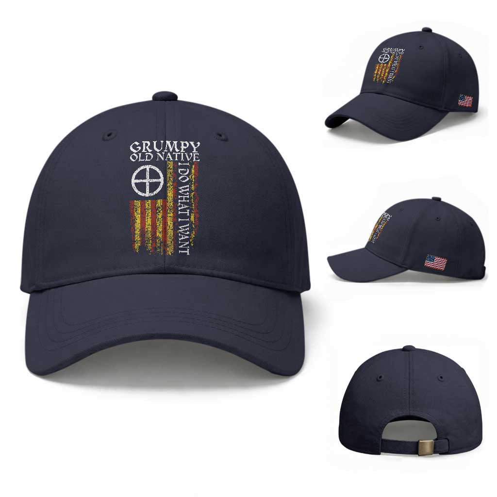 Funny Native American Baseball Cap Grumpy Old Native I Do What I Want American Flag