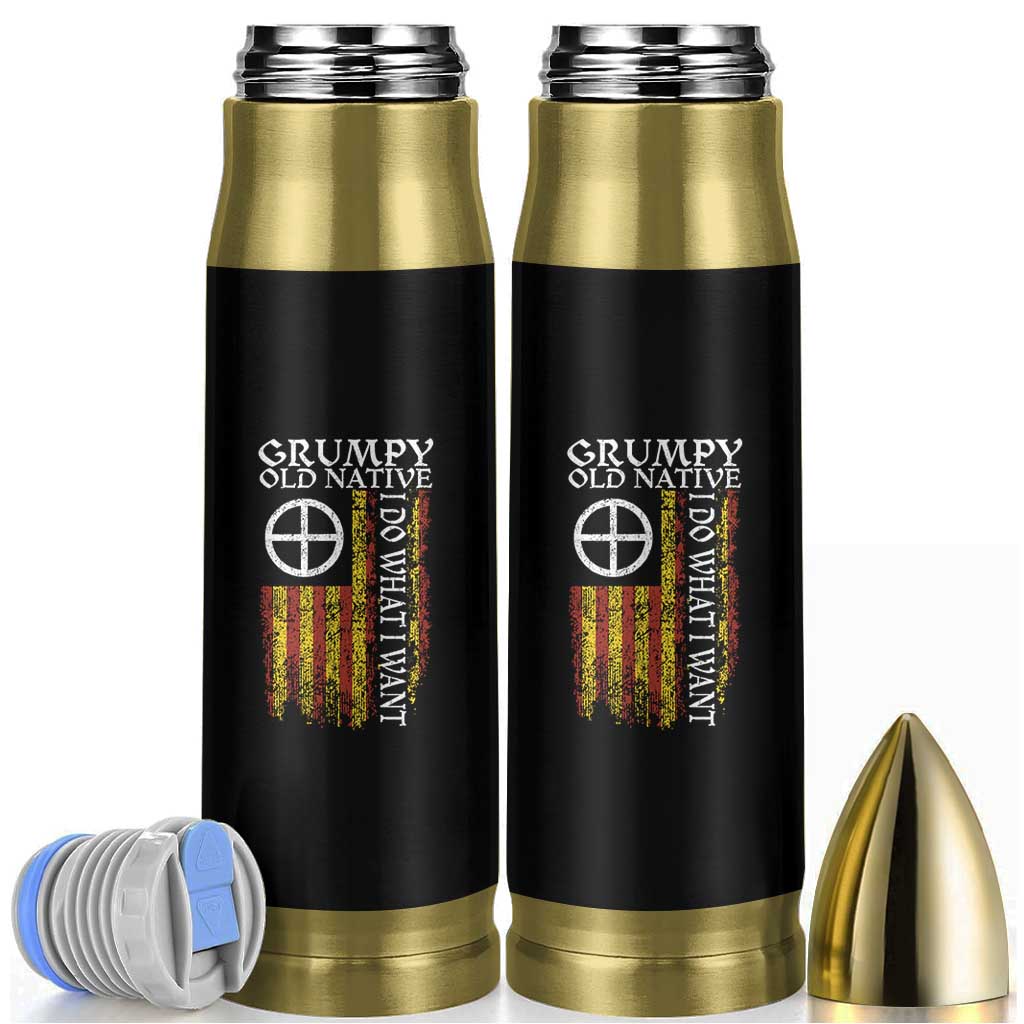 Funny Native American Bullet Tumbler Grumpy Old Native I Do What I Want American Flag - Wonder Print Shop