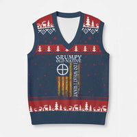Funny Native American V-Neck Knit Sweater Vest Grumpy Old Native I Do What I Want American Flag - Wonder Print Shop