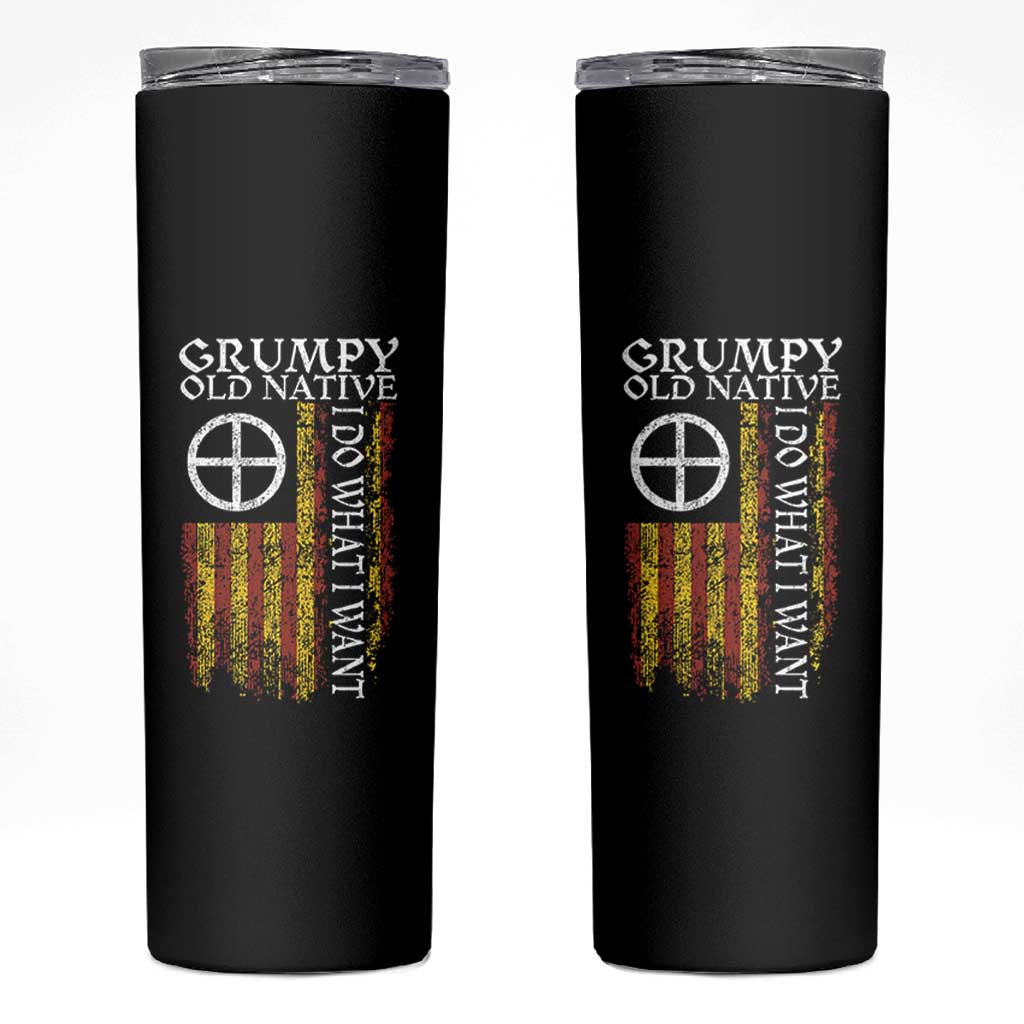 Funny Native American Skinny Tumbler Grumpy Old Native I Do What I Want American Flag - Wonder Print Shop