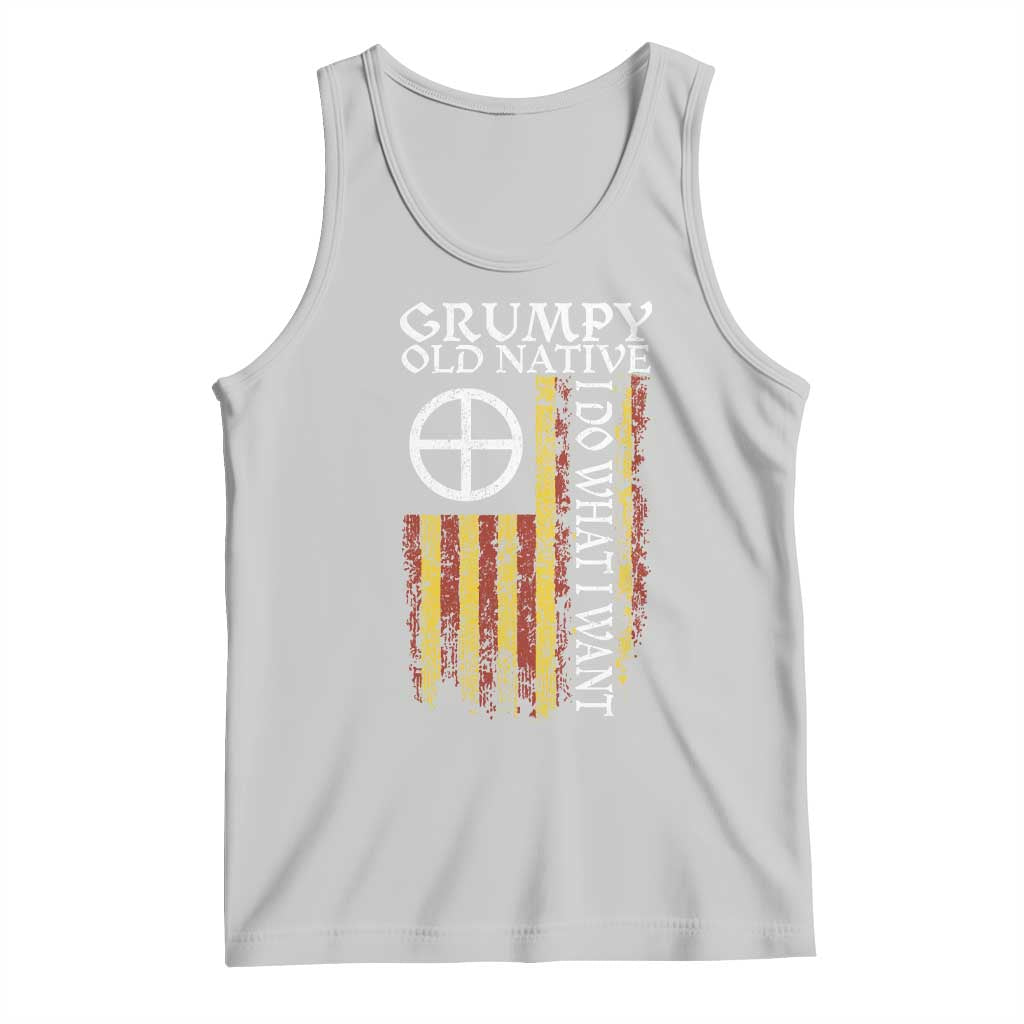 Funny Native American Tank Top Grumpy Old Native I Do What I Want American Flag - Wonder Print Shop