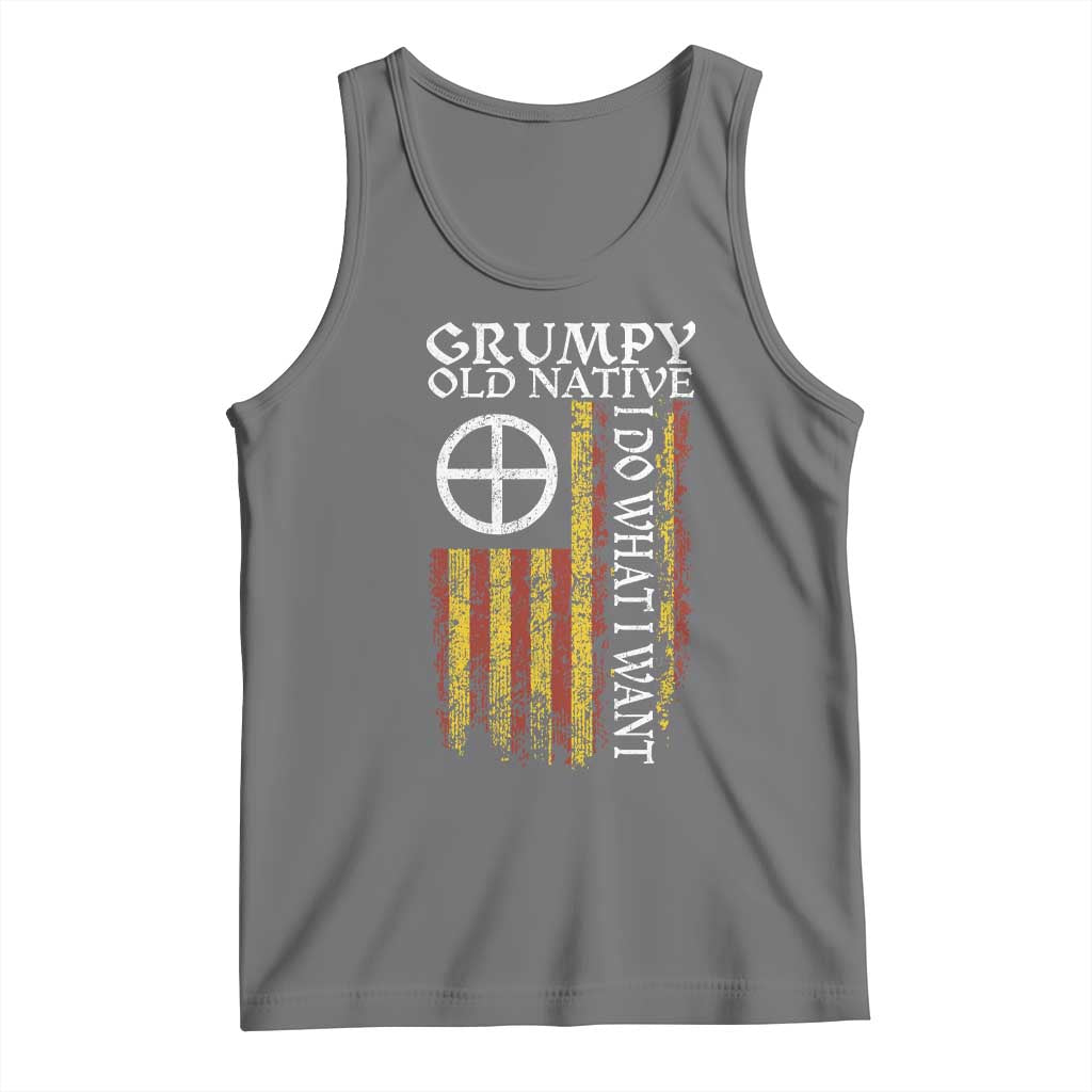 Funny Native American Tank Top Grumpy Old Native I Do What I Want American Flag - Wonder Print Shop