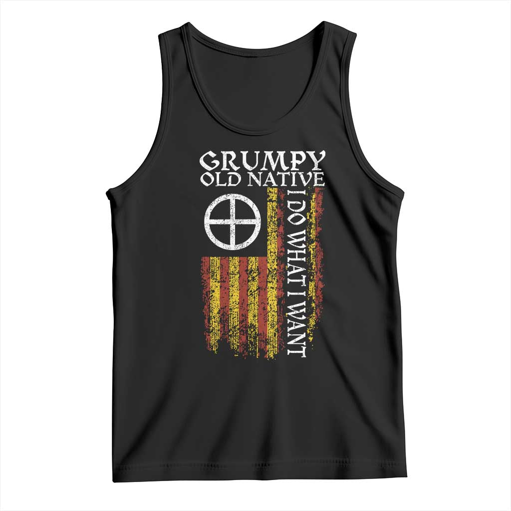 Funny Native American Tank Top Grumpy Old Native I Do What I Want American Flag - Wonder Print Shop