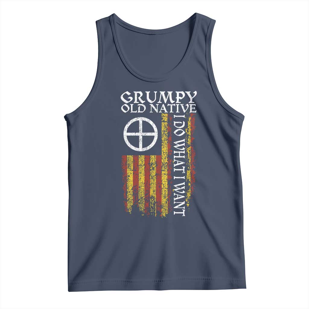 Funny Native American Tank Top Grumpy Old Native I Do What I Want American Flag - Wonder Print Shop