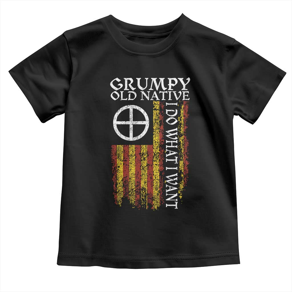 Funny Native American Toddler T Shirt Grumpy Old Native I Do What I Want American Flag - Wonder Print Shop