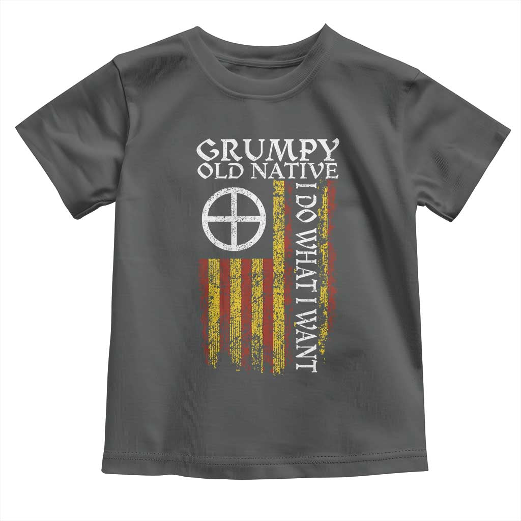 Funny Native American Toddler T Shirt Grumpy Old Native I Do What I Want American Flag - Wonder Print Shop