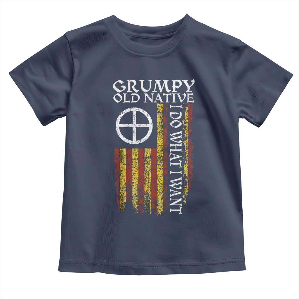 Funny Native American Toddler T Shirt Grumpy Old Native I Do What I Want American Flag - Wonder Print Shop
