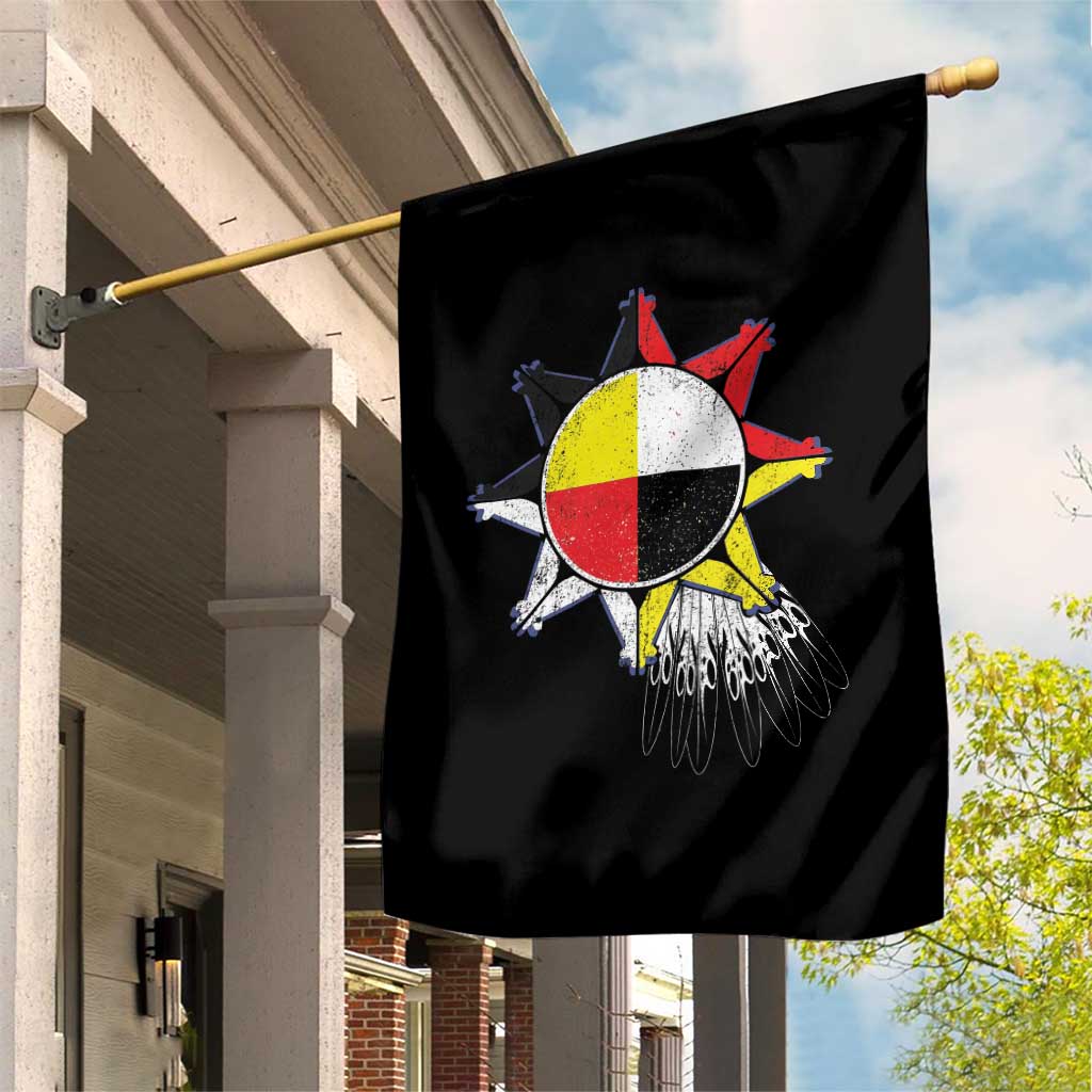 Oglala Lakota Native American Medicine Wheel Feathers Garden Flag - Wonder Print Shop