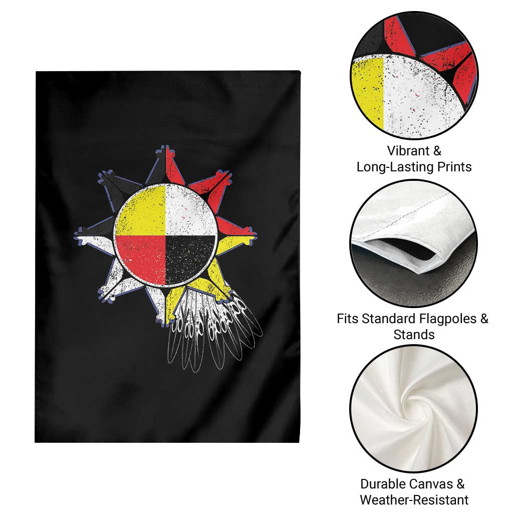 Oglala Lakota Native American Medicine Wheel Feathers Garden Flag - Wonder Print Shop