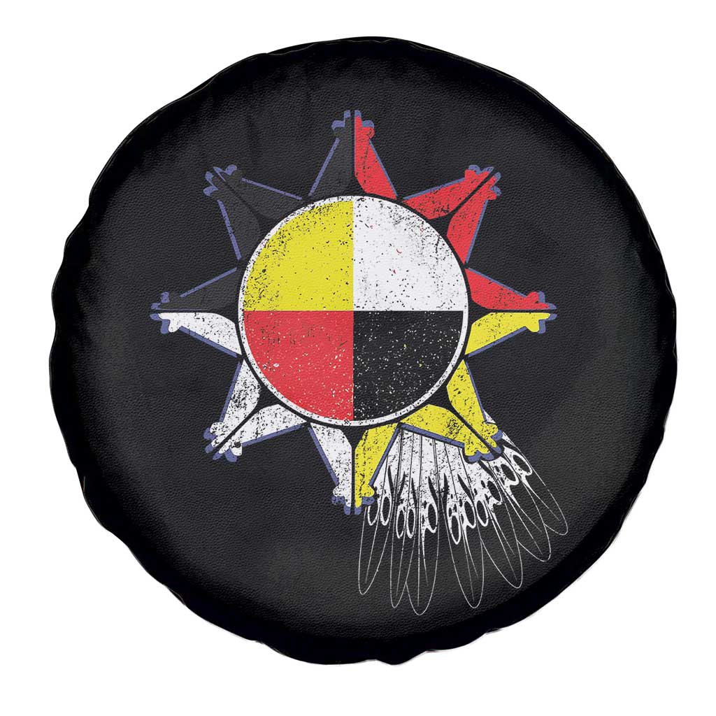 Oglala Lakota Native American Medicine Wheel Feathers Spare Tire Cover - Wonder Print Shop