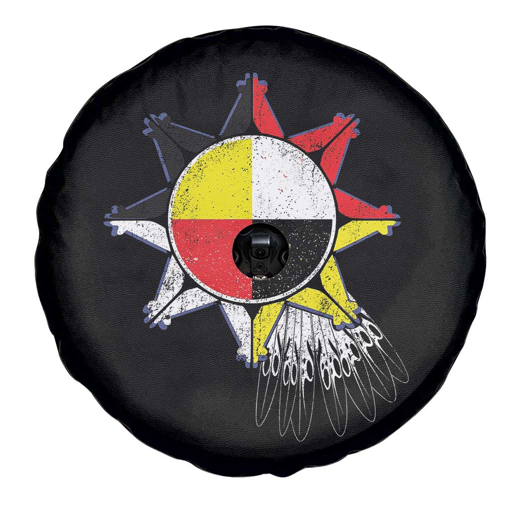 Oglala Lakota Native American Medicine Wheel Feathers Spare Tire Cover - Wonder Print Shop