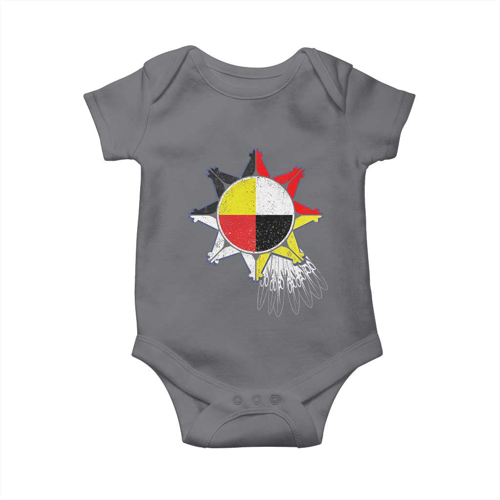 Oglala Lakota Native American Medicine Wheel Feathers Baby Onesie - Wonder Print Shop