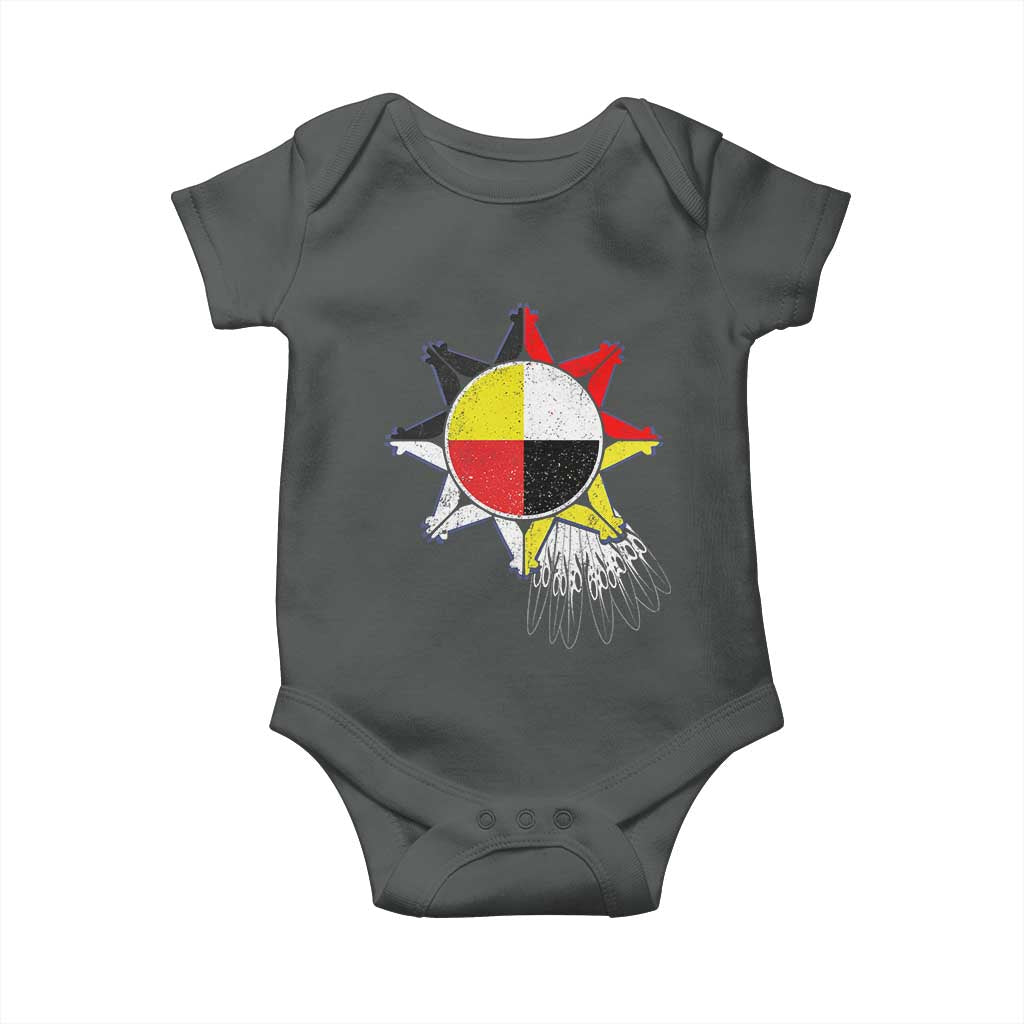 Oglala Lakota Native American Medicine Wheel Feathers Baby Onesie - Wonder Print Shop
