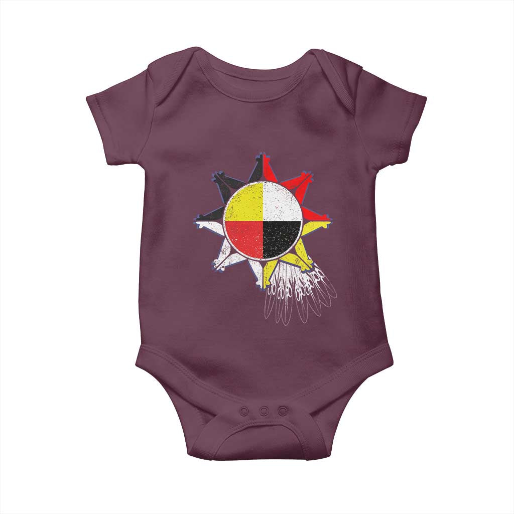 Oglala Lakota Native American Medicine Wheel Feathers Baby Onesie - Wonder Print Shop