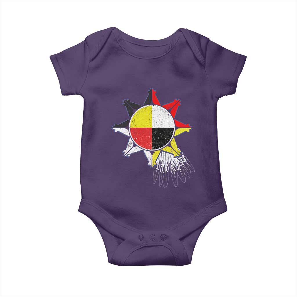 Oglala Lakota Native American Medicine Wheel Feathers Baby Onesie - Wonder Print Shop
