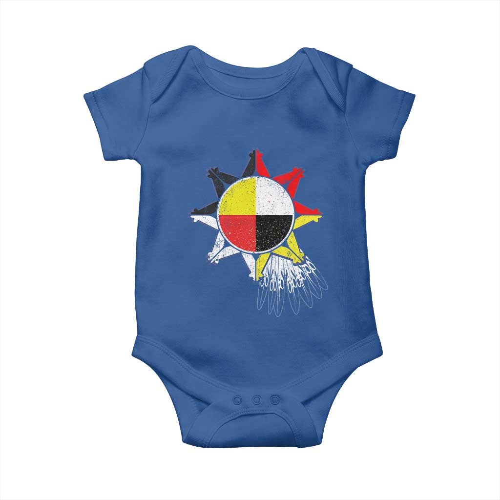 Oglala Lakota Native American Medicine Wheel Feathers Baby Onesie - Wonder Print Shop
