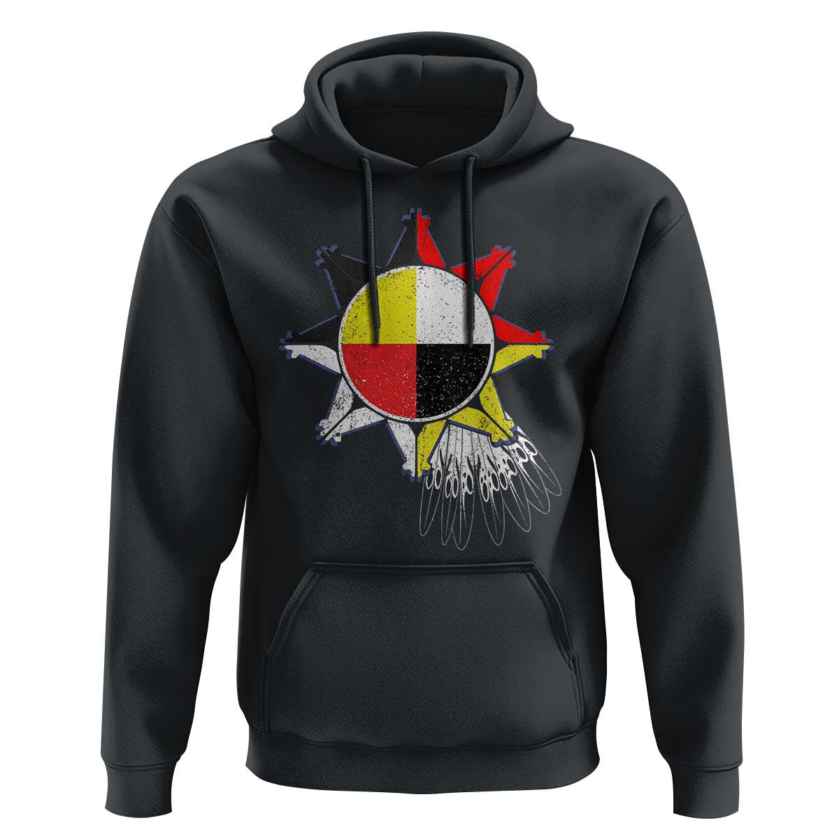 Oglala Lakota Native American Medicine Wheel Feathers Hoodie - Wonder Print Shop