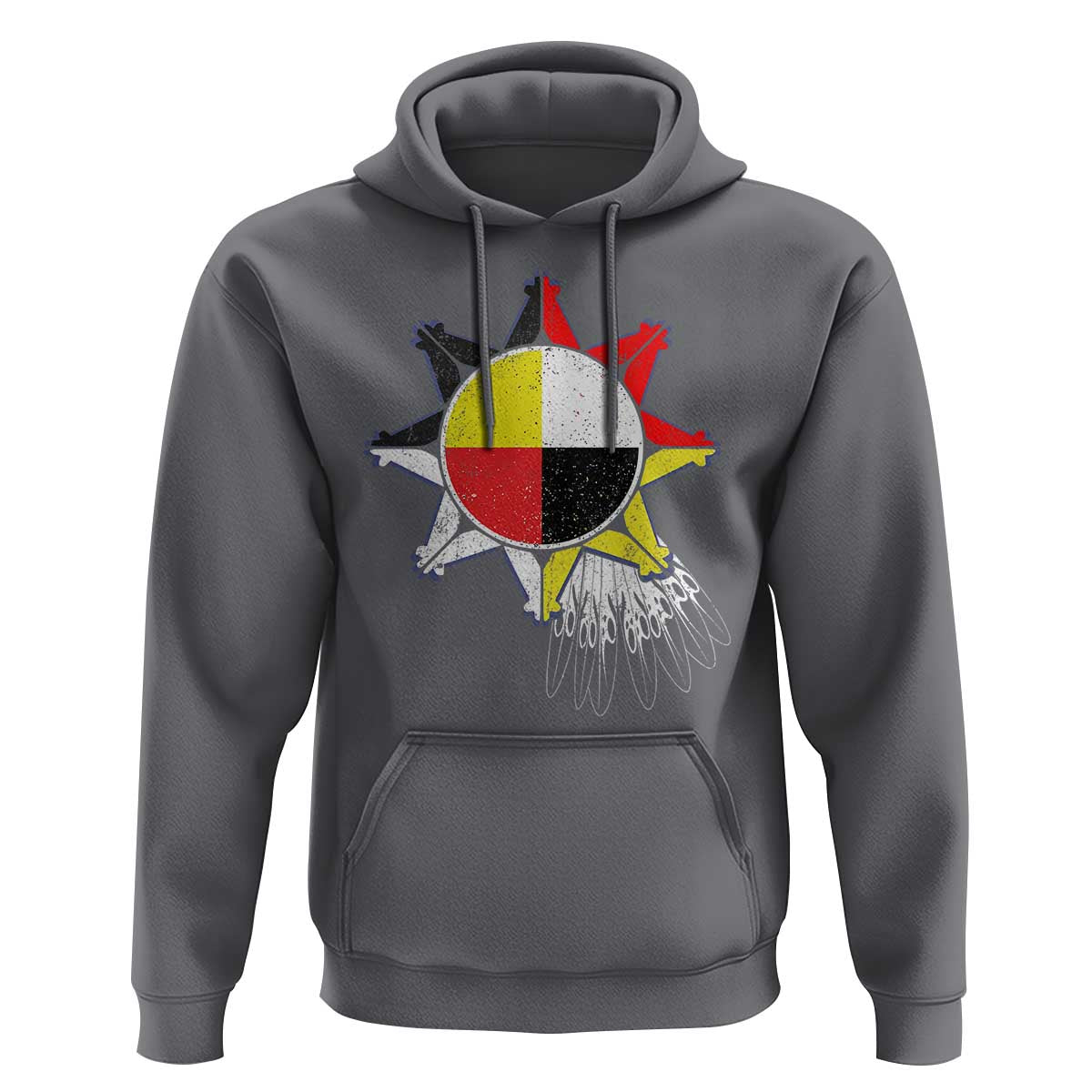 Oglala Lakota Native American Medicine Wheel Feathers Hoodie - Wonder Print Shop