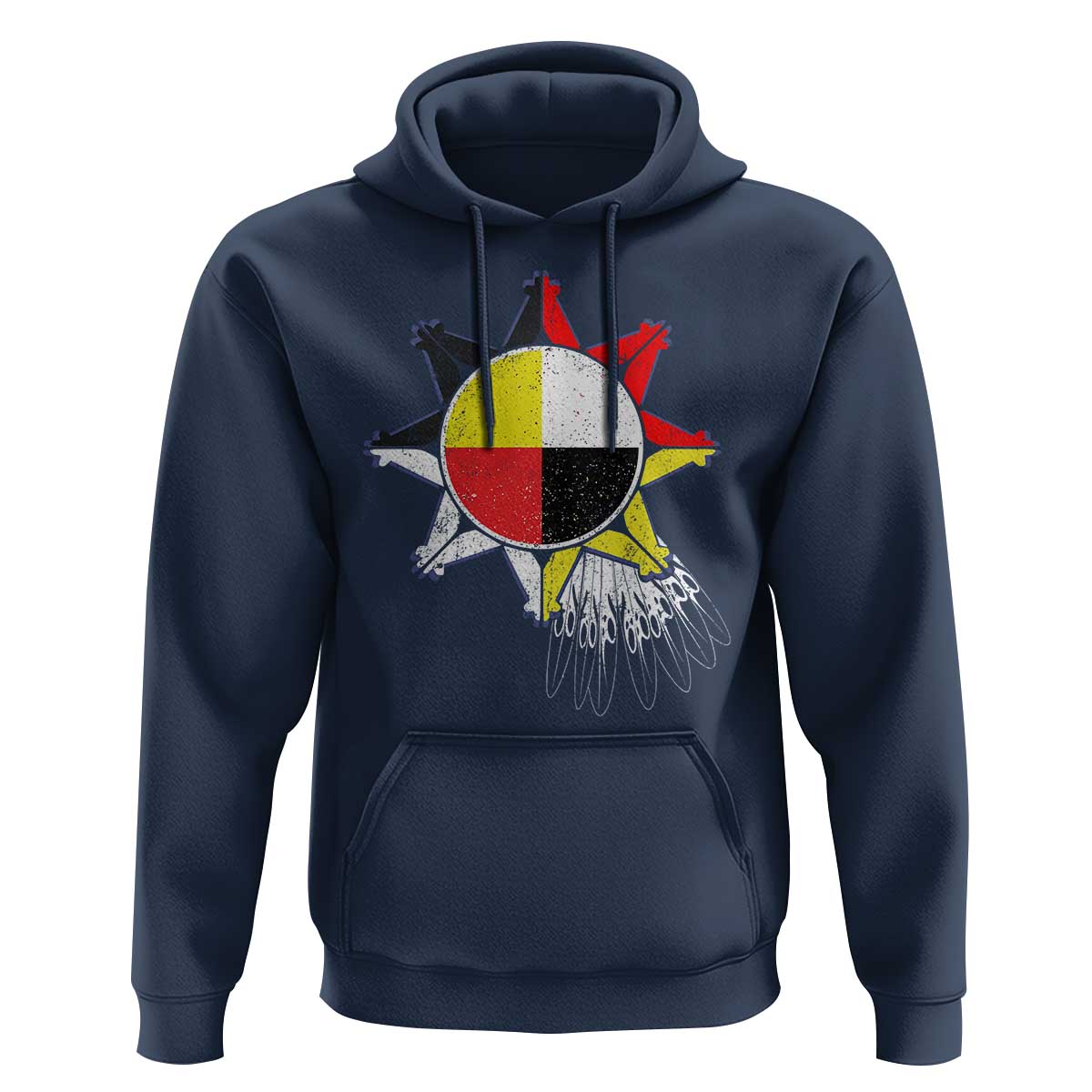 Oglala Lakota Native American Medicine Wheel Feathers Hoodie - Wonder Print Shop
