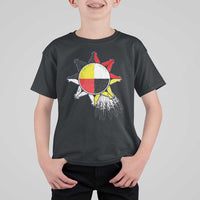 Oglala Lakota Native American Medicine Wheel Feathers T Shirt For Kid - Wonder Print Shop