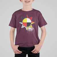 Oglala Lakota Native American Medicine Wheel Feathers T Shirt For Kid - Wonder Print Shop