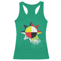 Oglala Lakota Native American Medicine Wheel Feathers Racerback Tank Top - Wonder Print Shop