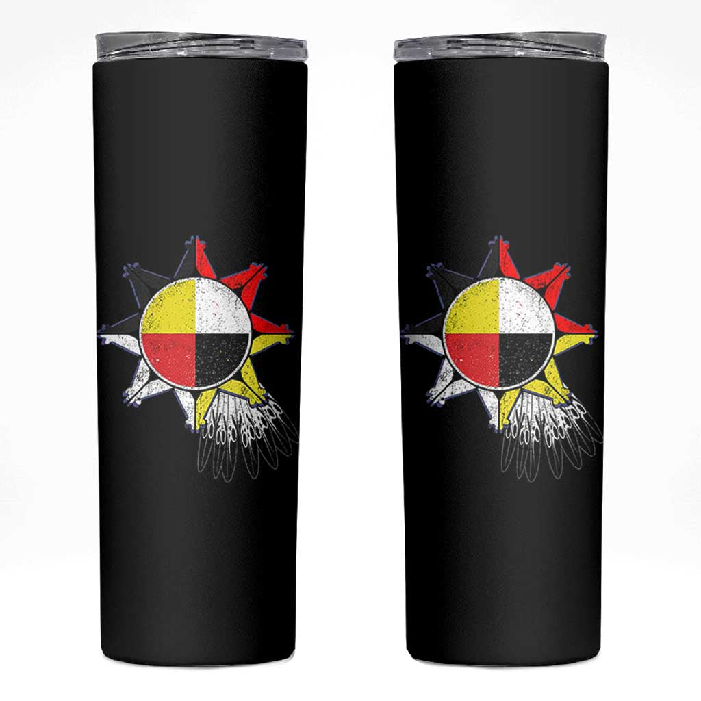 Oglala Lakota Native American Medicine Wheel Feathers Skinny Tumbler - Wonder Print Shop