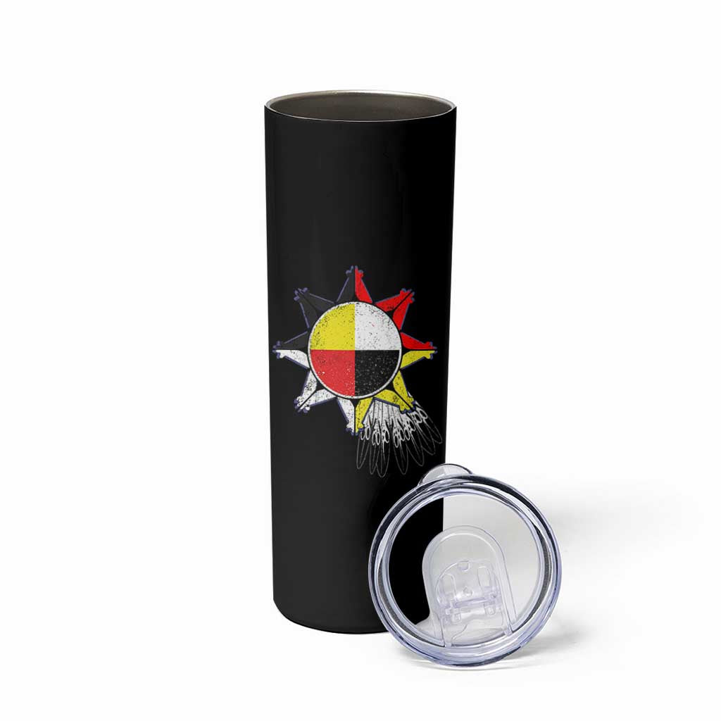Oglala Lakota Native American Medicine Wheel Feathers Skinny Tumbler - Wonder Print Shop