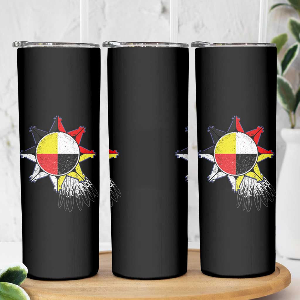 Oglala Lakota Native American Medicine Wheel Feathers Skinny Tumbler - Wonder Print Shop