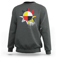Oglala Lakota Native American Medicine Wheel Feathers Sweatshirt - Wonder Print Shop