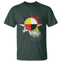Oglala Lakota Native American Medicine Wheel Feathers T Shirt - Wonder Print Shop