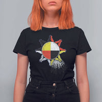 Oglala Lakota Native American Medicine Wheel Feathers T Shirt For Women - Wonder Print Shop