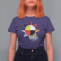 Oglala Lakota Native American Medicine Wheel Feathers T Shirt For Women - Wonder Print Shop