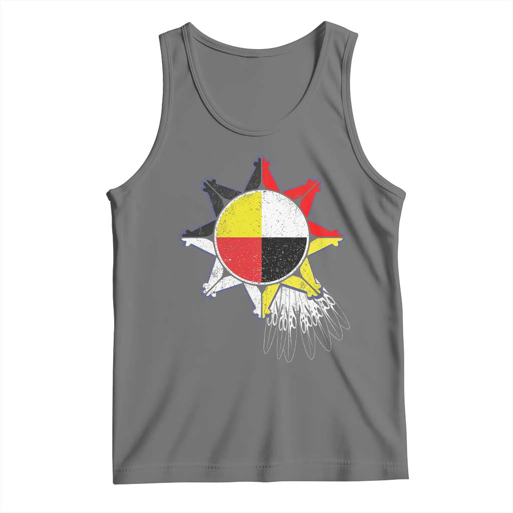 Oglala Lakota Native American Medicine Wheel Feathers Tank Top - Wonder Print Shop