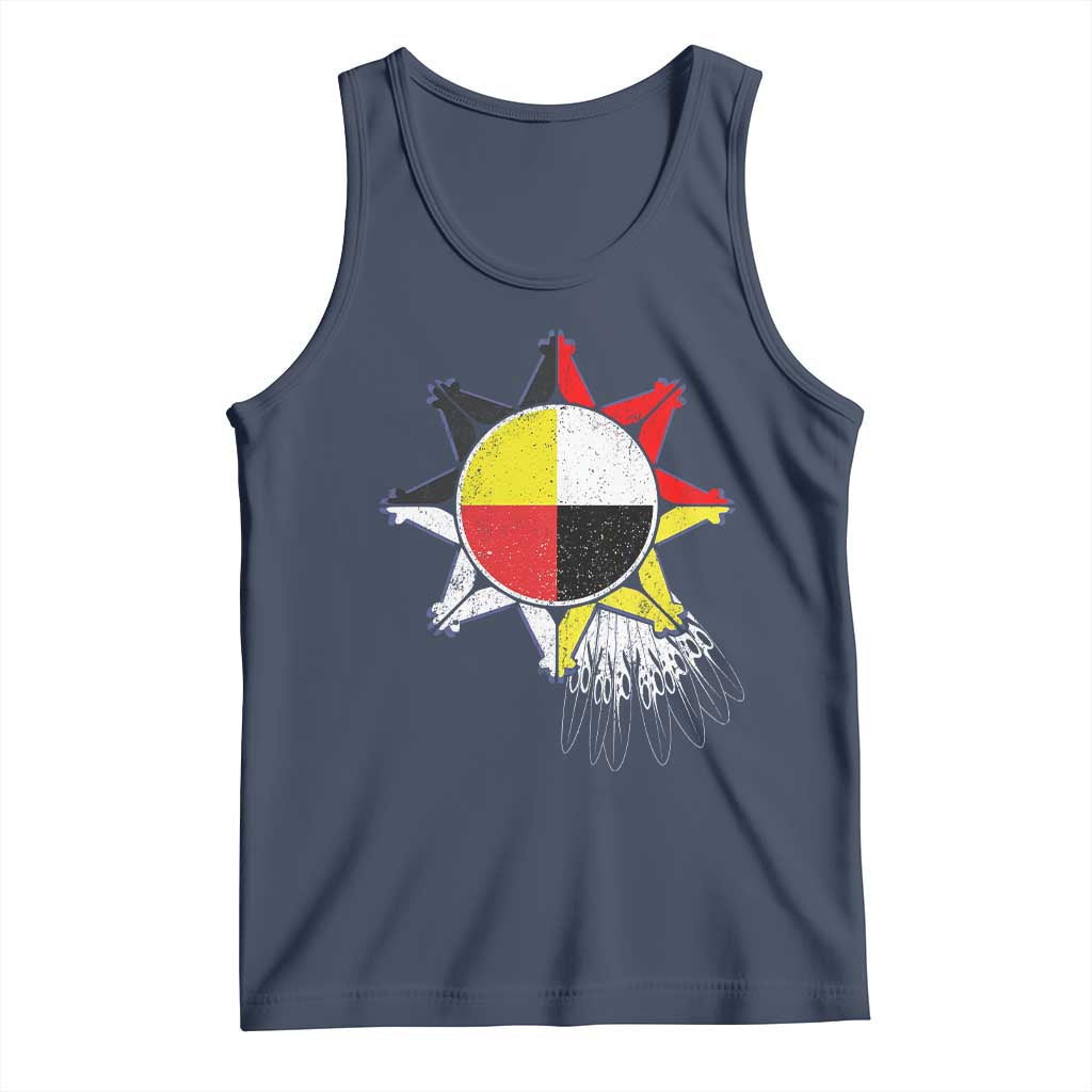 Oglala Lakota Native American Medicine Wheel Feathers Tank Top - Wonder Print Shop