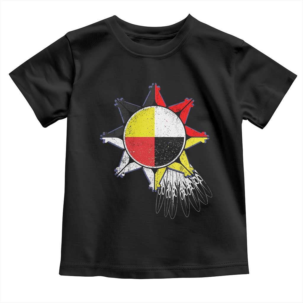 Oglala Lakota Native American Medicine Wheel Feathers Toddler T Shirt - Wonder Print Shop