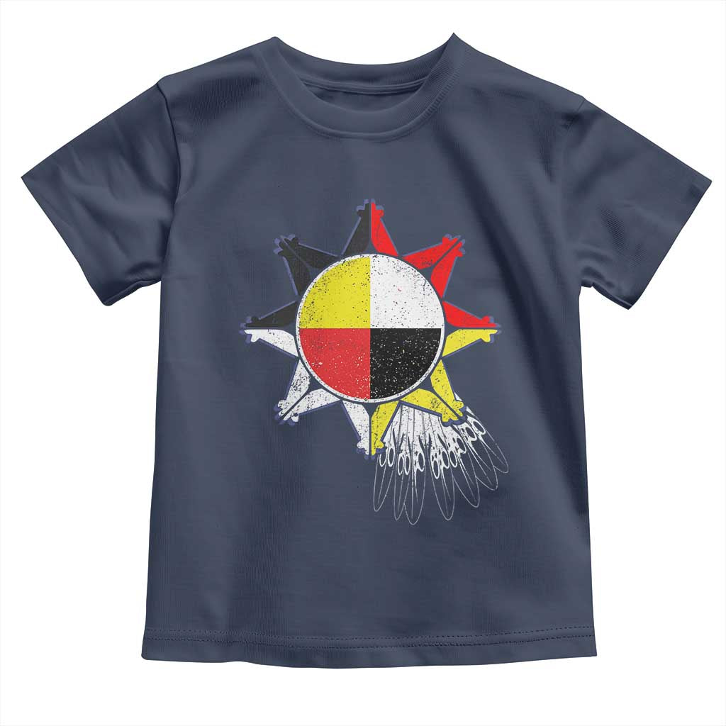 Oglala Lakota Native American Medicine Wheel Feathers Toddler T Shirt - Wonder Print Shop