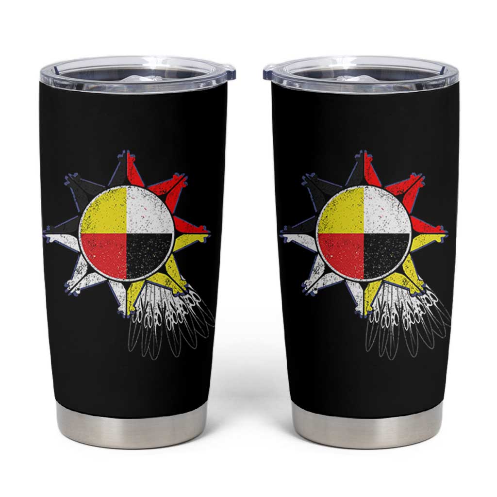 Oglala Lakota Native American Medicine Wheel Feathers Tumbler Cup - Wonder Print Shop